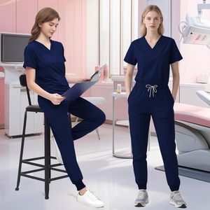 Venta al por mayor elegante Scrub Jogger Sets personalizado de algodón médico uniformes Hospital Enfermería Trajes Médicos Ropa Unisex - Product Image 3