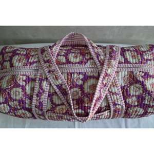 Sac de voyage en coton de luxe, léger, style bohème, matelassé, imprimé à la main en Inde, motif floral, sac à bandoulière, fermeture éclair - Product Image 5