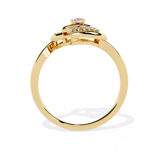 Bague de fiançailles en diamant naturel personnalisée Or jaune 14 carats Design double cœur 0,12 carat Certifié IGI pour femmes Occasions spéciales - Product Image 5