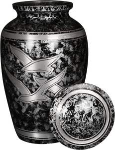 Grande urne en étain avec des oiseaux pour les cendres humaines-Une urne belle et humble pour les restes de vos proches. Cette belle urne - Product Image 6