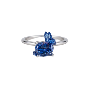 Anillo de Compromiso Solitario de Moda con Diamante Cultivado en Laboratorio de Corte Conejo Azul de Lujo de 3 Quilates, Certificado por GIA, Oro Fino de 925, Chapado en Oro de 18k, Regalo - Product Image 1