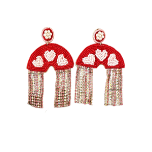 Vente en gros de boucles d'oreilles bohème chic en plaqué or avec perles de rocaille flèche d'amour en forme de coeur pour femmes élégantes - Product Image 3