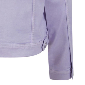 2025 nuevo 100% algodón de alta calidad púrpura Color brillante abrigo de moda para mujer chaqueta vaquera elástica de verano de algodón suave - Product Image 6