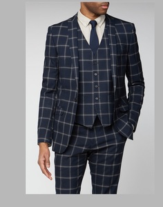 Nouveau personnalisé à carreaux Plaid Design smoking costume pantalon manteau mariage marié messieurs Blazers formel Slim Fit hommes costumes de mode - Product Image 5