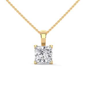 Collier pendentif solitaire en diamant taille princesse 2 carats - Product Image 1