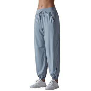 2025 femmes automne 100% coton survêtement pantalon élastique Anti-UV Protection solaire coupe régulière Yoga pantalon plat personnalisable pour adultes - Product Image 5