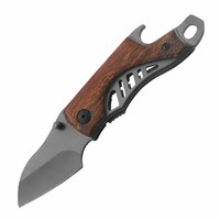 Couteau de poche pliable multifonctionnel à manche en bois, mini-outil de camping en plein air