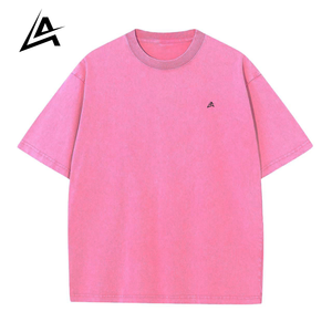 T-shirt AIFRAN surdimensionné vintage en coton 100% délavé avec logo minimaliste, sans col, streetwear décontracté pour l'été - Product Image 3
