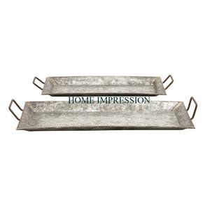 Premium New Arrival <b>Food</b> Safe Serving Tray Trending Designing Grey Color Galvanized Material <b>Food</b> Serving Tray <b>For</b> Kitchen Ware - Product Image 6