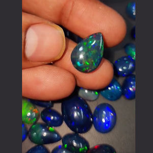 46 piezas de ópalo negro etíope Natural de 12mm a 20mm cabujón de pera ovalada 182 Cts lote Iroc ventas ópalo con piedras preciosas sueltas de fuego - Product Image 6
