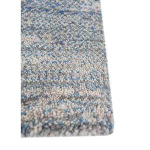 Tapis en laine et soie de bambou noué à la main Kavi gris et noir, abstrait, pour la décoration de salon d'adolescents, utilisation dans les couloirs - Eskm-01 Afterglow - Product Image 4