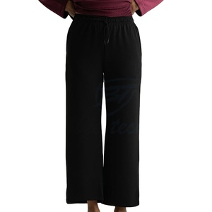 Pantalon de survêtement large pour femme, taille haute, 100 % coton molletonné, écologique, décontracté, style streetwear - Product Image 1