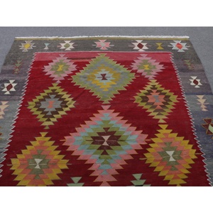 Alfombra Turca de 5.7x8.1 pies, Alfombra Grande Vintage, Alfombra de Lana con Puntos Rojos - Product Image 4