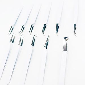 Pince à cils enduite de poudre blanche haute assurance Logo personnalisé Pointe en fibre d'experts en cils en acier inoxydable - Product Image 5