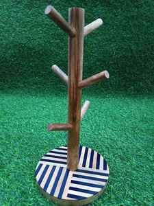 ที่วางแก้วกาแฟแบบพับได้ทำจากไม้ไผ่สำหรับห้องครัวบ้านหรูที่เป็นมิตรกับสิ่งแวดล้อม พร้อมตะขอ 6 อัน ปรับแต่งได้ - Product Image 3