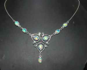 Collier cabochon en opale de feu fait à la main en argent sterling 925 collier opale de créateur cadeau d'anniversaire pour petite amie bijoux élégants - Product Image 1