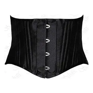 Waist Cinchers Adjustable Corset, Plastic Bone Black Lace up Corset – Kinky  Cloth