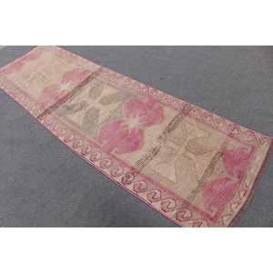 2.8x9.6 ft Turkish Vintage <b>Rug</b>, <b>Runner</b> <b>Rug</b>, Herki Pink Wool <b>Rug</b> - Product Image 3
