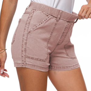 กางเกงขาสั้นผ้าชิโนสำหรับผู้หญิงกางเกงขาสั้นผ้าชิโนลำลองแบบสั่งทำมีลวดลายสีพื้นดีไซน์ล่าสุด - Product Image 3