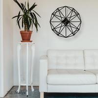 Jam Dinding HL Bergaya Art Deco Modern Minimalis 60cm Geometris Baja/Kayu Tampilan Jarum Tunggal Antik untuk Ruang Tamu