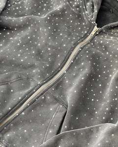 เสื้อมีฮู้ดประดับพลอยเทียมขนาดใหญ่เสื้อมีซิปสำหรับผู้ชาย - Product Image 2