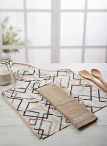 Wholesale Professional <b>Waterproof</b> Kitchen <b>Apron</b> with Free Jacquard Towel Gift 100% Cotton High Absorbent Made in Turkey Set - Product Image 2