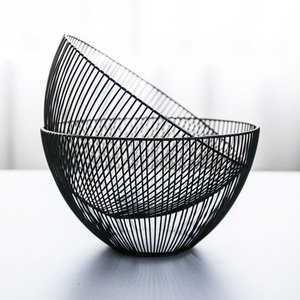 Style moderne grande corbeille à fruits en fil de fer métallique bol cuisine salon bureau décoratif pièce maîtresse paniers de rangement - Product Image 2