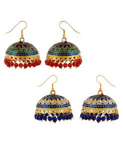 Pendientes Meenakari indios Jhumki, regalo de dama de honor, regalo para invitados, regalos de boda al por mayor - Product Image 2