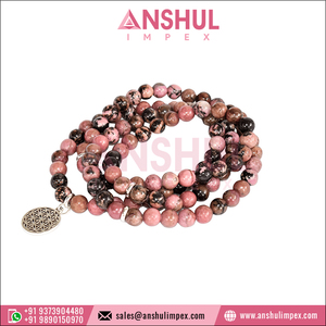 Gorgeous Rhodonite Crystals Mala <b>Bracelet</b> High Quality Gemstone <b>Beaded</b> <b>Bracelets</b> Promotes Emotional Healing and Forgiveness - Product Image 6