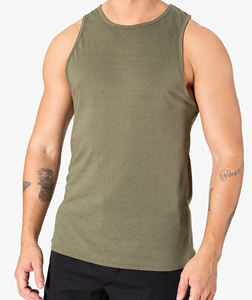 Camiseta sin mangas de gimnasio informal para hombre OEM, camiseta sin mangas de punto transpirable con logotipo frontal para Estilo de vida, entrenamiento, bordado, botón de encaje, impresión Offset - Product Image 2