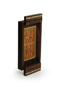 Tribal Dhokra <b>Art</b> Handcrafted Wall Decor Hanging In Mango Wood Handcarved Wood Wall Decor Design for Farmhouse and Country style - Product Image 3