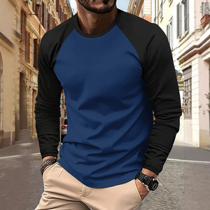 Camisetas Casuales de Manga Larga con Cuello Redondo para Hombre, Combinación de Colores, Prenda Superior para Primavera y Otoño, Ropa Nueva - Product Image 5