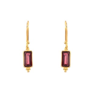 Pendientes de Oro con Granate Rojo, Estilo Vintage, Joyería Fina Exquisita de Fábrica, Pendientes Largos para Mujer - Product Image 3