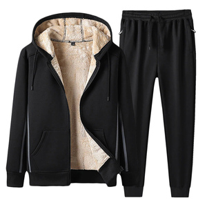 2024 nuevo chándal sólido transpirable de lana de invierno para hombre con capucha, ropa deportiva con cremallera, + Pantalones Sudadera con capucha, conjuntos de Jogger de 2 piezas 8XL - Product Image 6