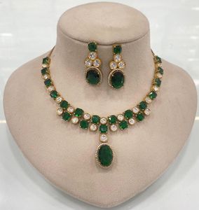 Collier et boucles d'oreilles de mariée à motif floral de luxe ensemble en laiton et cuivre en forme d'opale Style religieux chaîne à maillons classique cadeaux de mariage - Product Image 4