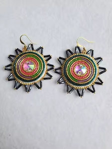 MD Handicrafts' Classic Beaded Embroidered Dangle Earrings <b>Fashion</b> <b>Jewellery</b> for Party Occasions - Product Image 3