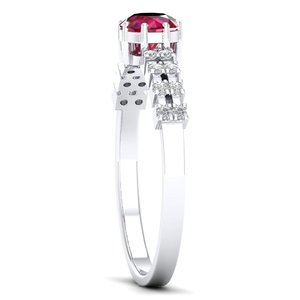 Anillo de Piedra Preciosa de Rubí de Corte Brillante Redondo de Diseño Original REYES de 0.5 Quilates en Plata de Ley 925, Anillos de Compromiso de Moissanita - Product Image 3