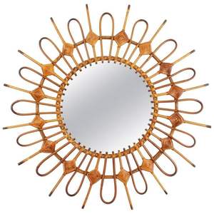 กระจกหวายทรงกลมแขวนผนังกระจกโบฮีเมียนสไตล์โบฮีเมียนแบบแขวนผนัง - Product Image 4