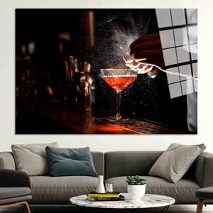 Impresión en lienzo de copa de cóctel: arte vibrante para pared de cocina o bar, arte en vidrio templado - Product Image 1