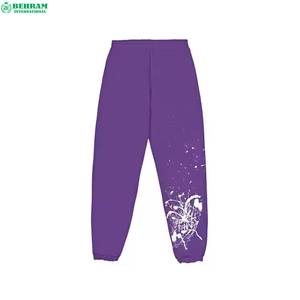 Ensemble de survêtement violet à capuche avec imprimé blanc, coupe classique, sweat-shirt décontracté et pantalon de jogging à taille élastique pour adultes - Product Image 3