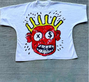 High Quality 100% Cotton Seamless T-shirt 280g Drop Shoulder Raw Hem Thick Collar Men <b>Tshirt</b> Oversized Boxy Fit t Shirt - Product Image 5