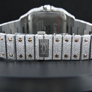 Montre de mode en acier inoxydable entièrement sertie de diamants en moissanite certifiés, cadran transparent brillant, mouvement ETA fait à la main, étanche - Product Image 2