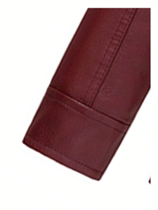 Veste en cuir véritable de haute qualité pour homme, col montant, édition limitée, mode hiver, broderie personnalisée, rouge - Product Image 5