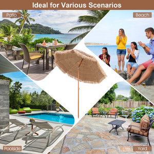 Parapluie de plage au design moderne de 86 ''imperméable et pliable pour cour, salle à manger, parc, cadre en aluminium, poteau en fibre de verre en acier inoxydable - Product Image 4