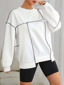 เสื้อสเวตเตอร์มีฮู้ดของผู้หญิงเสื้อสเวตเตอร์มีฮู้ดเย็บแบบไม่ซ้ำใครใส่สบาย - Product Image 5