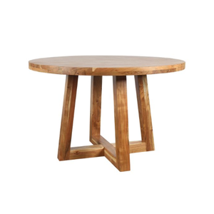 Table à manger ronde en bois d'acacia massif Design traditionnel avec finition naturelle Meubles de maison ou d'hôtel - Product Image 1