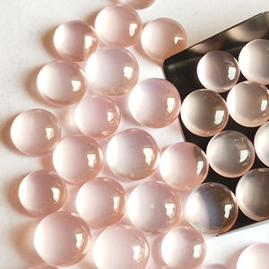 Forme ronde fond plat Rose Quartz couleur rose 5mm taille personnalisée pierres de Quartz coupées pour la fabrication de bijoux - Product Image 1