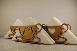 Servilletero de Madera con Tema de Café Heartbeat para Mesa de Cafetería, Cocina y Rincón de Café, Ideal para Decoración y Regalos, Procedente de la India - Product Image 5