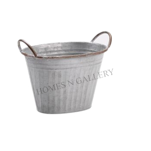 Seau à fleurs en métal galvanisé de qualité supérieure finition rustique décoration de jardin maison accent de pépinière - Product Image 4
