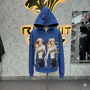 Sweat à capuche zippé imprimé numériquement sur mesure de haute qualité, 100 % coton, fabriqué en usine, prix abordable, pour hommes - Product Image 1